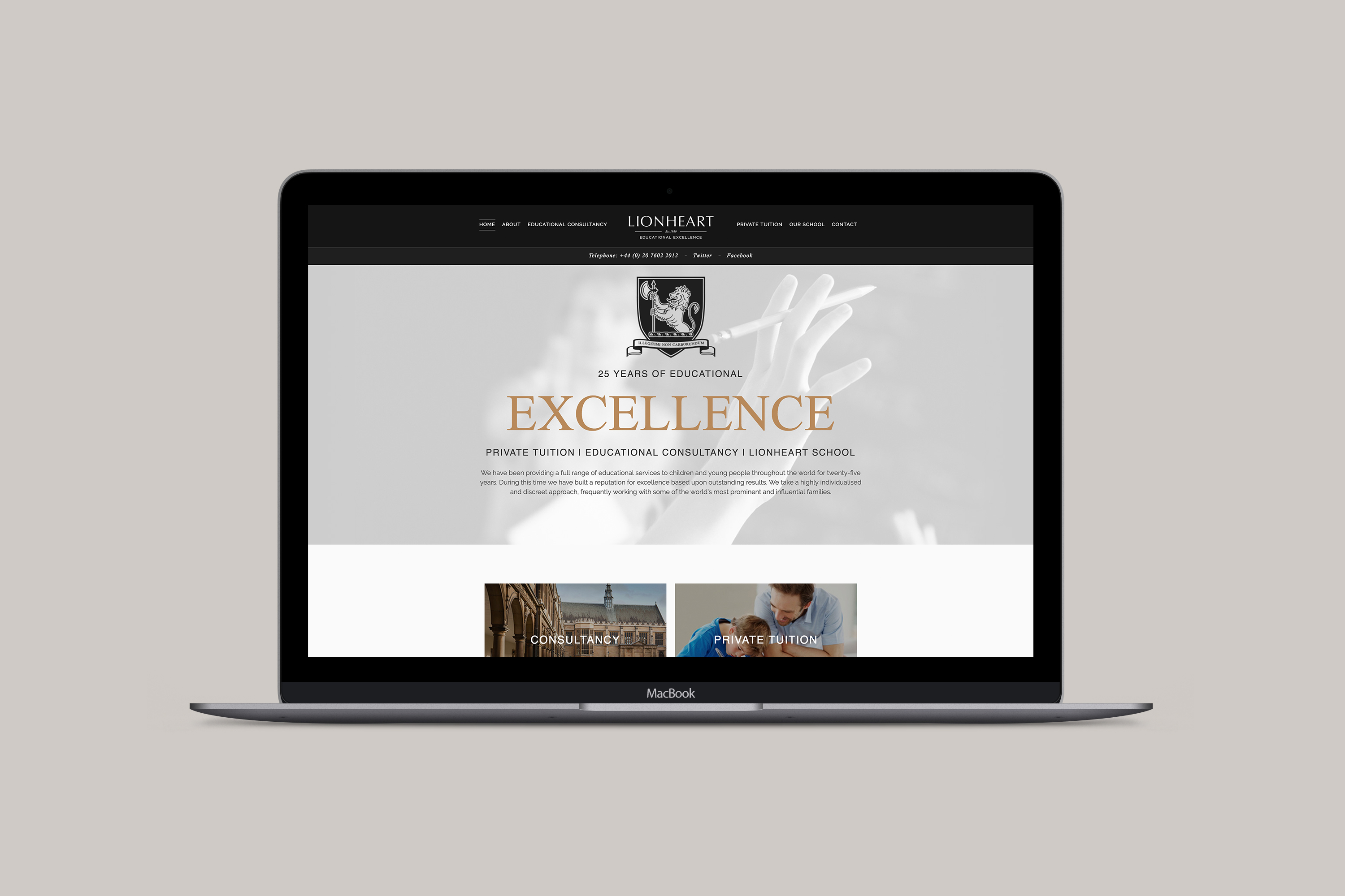 Lionheart website hompage design 