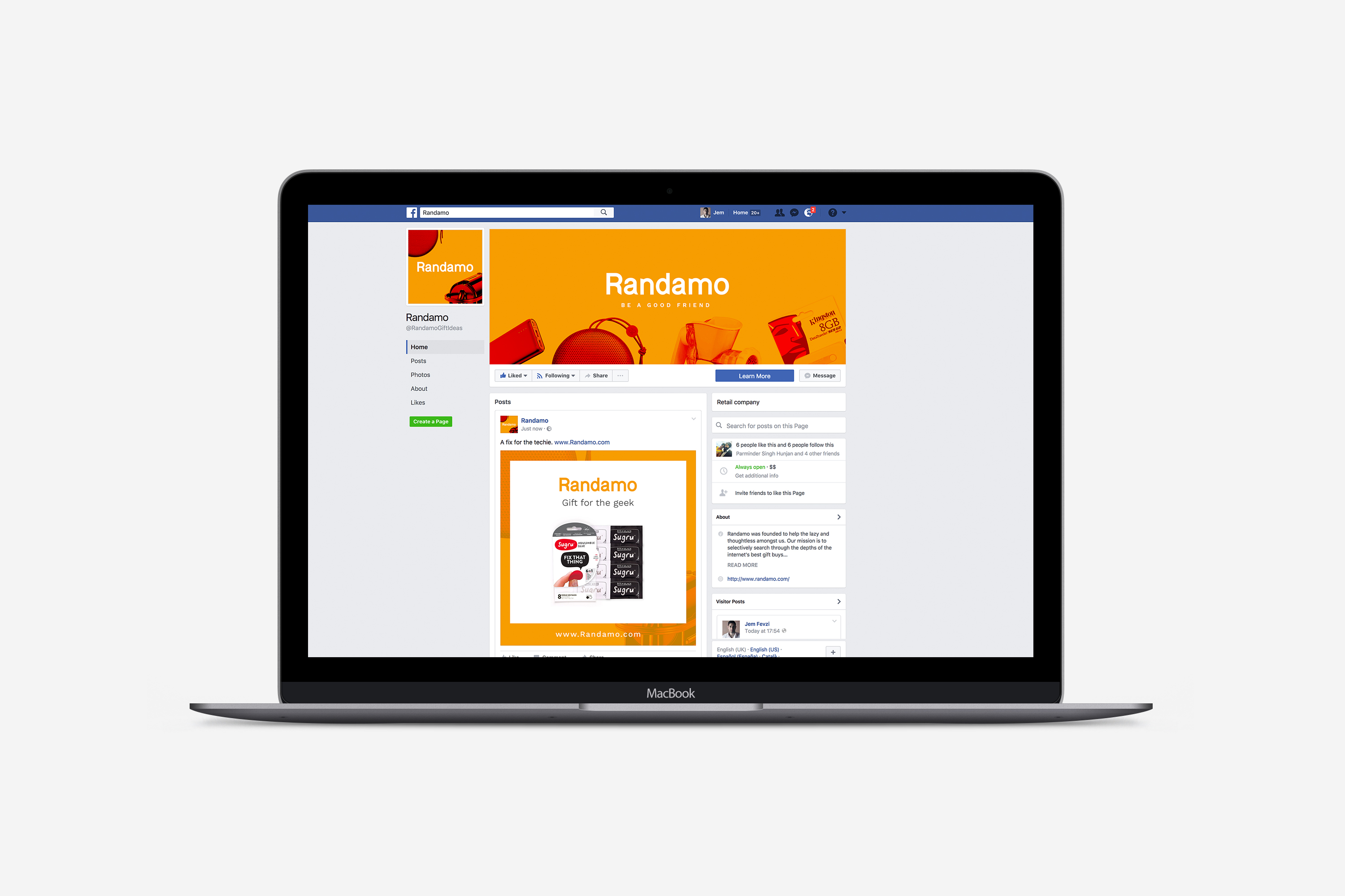 Randamo Facebook banner and profile picture design