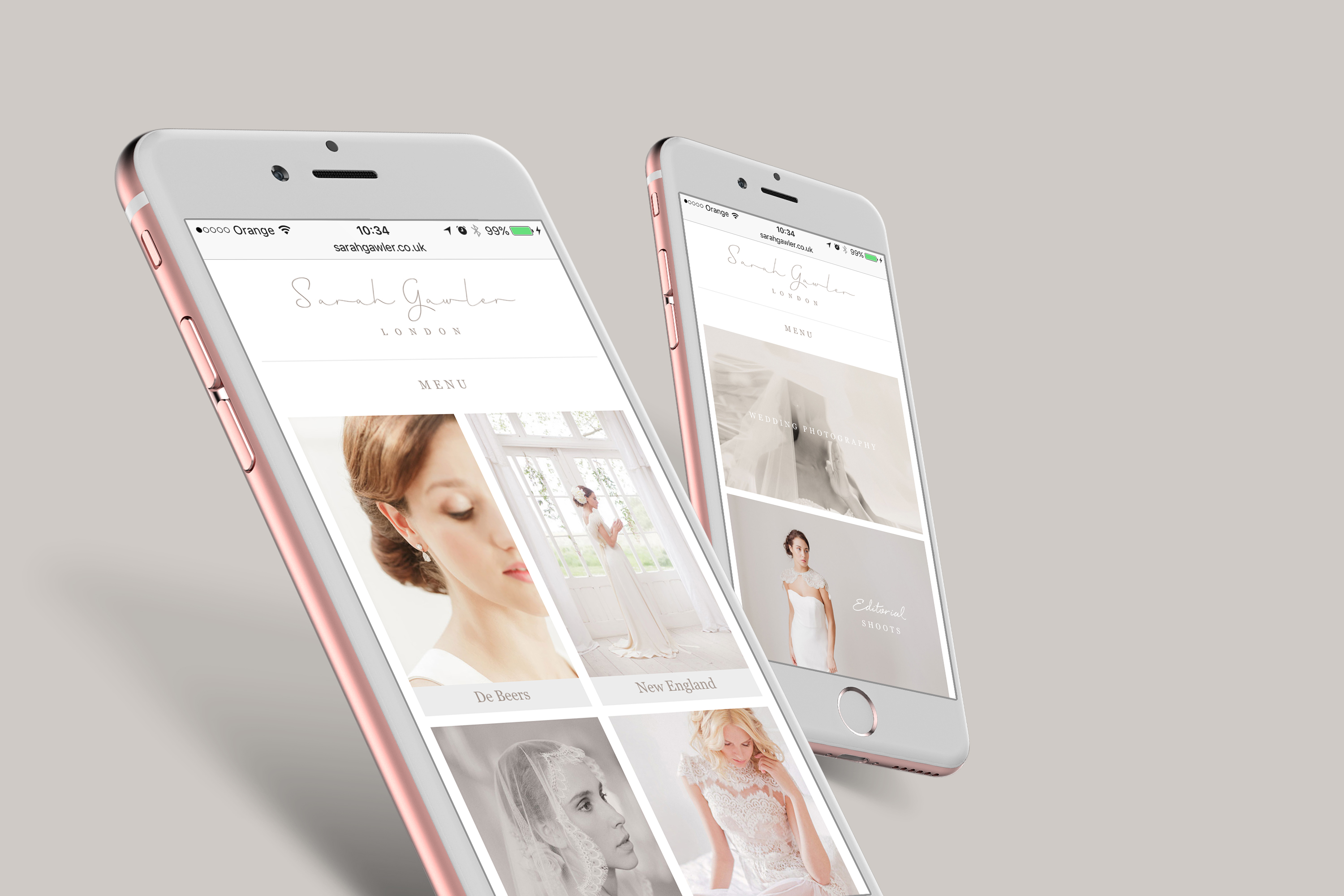 Mobile website for london webdding photograher